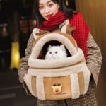 Carrier Bag Backpack Carrier Dog Travel Bag Pet Winter Outdoor Carriers Plush Reindeer Bag With Hand Warmers - Image 7